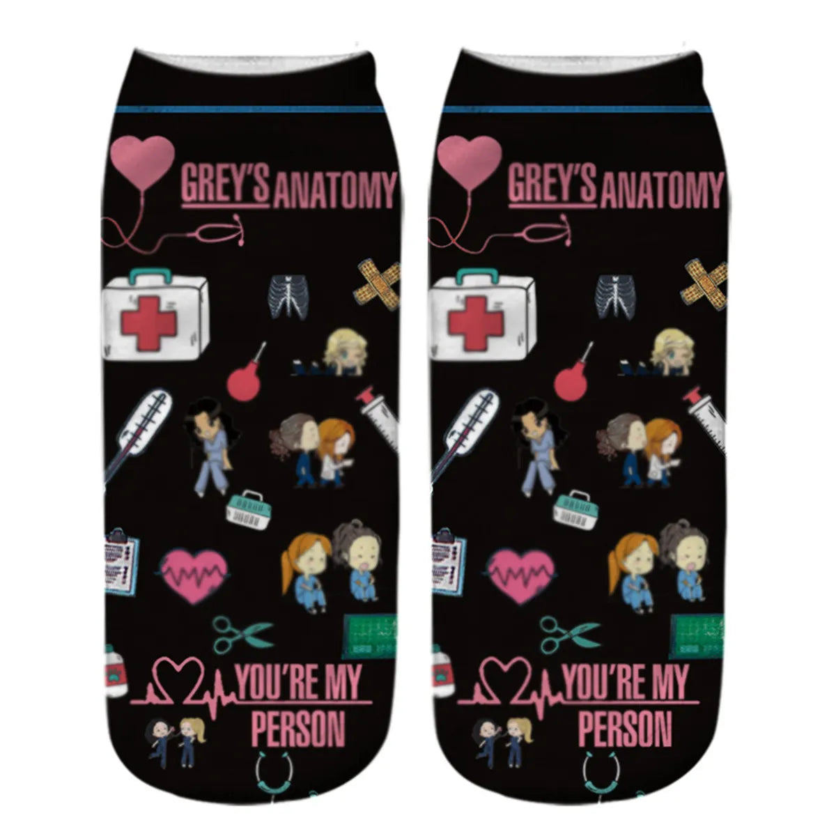 Unisex Casual Cartoon Cotton Crew Socks A Pair