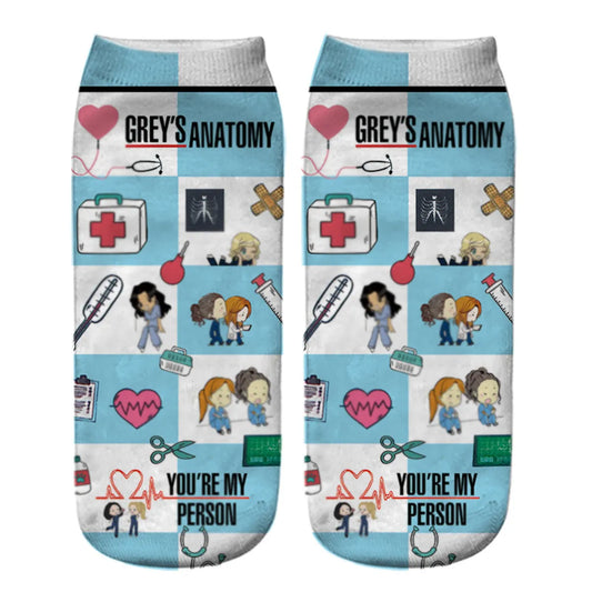 Unisex Casual Cartoon Cotton Crew Socks A Pair