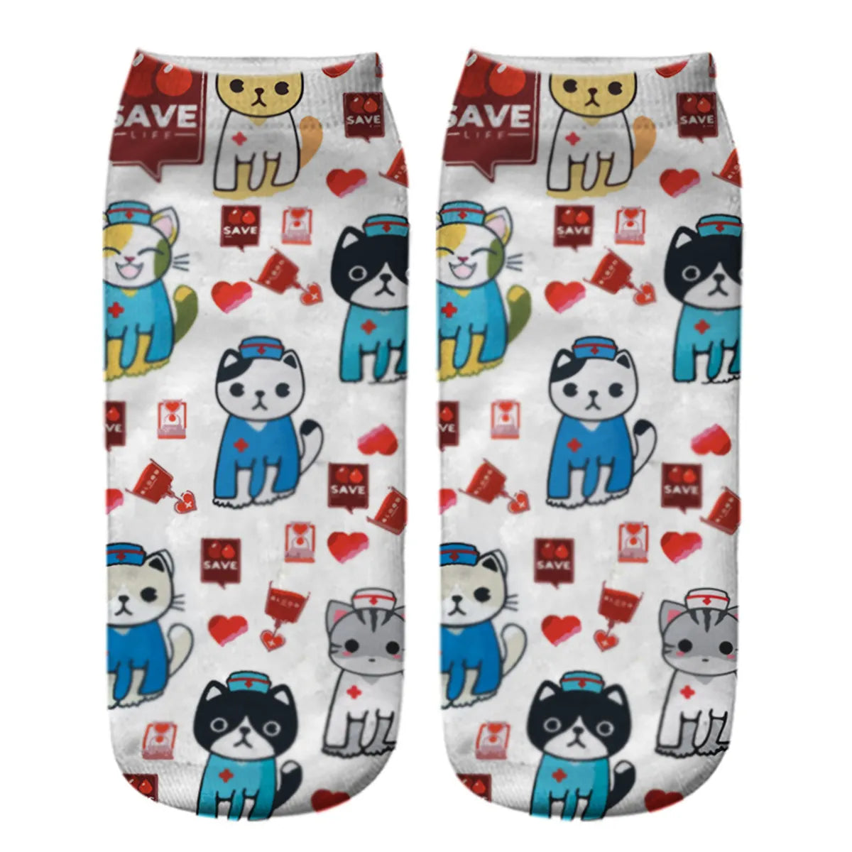 Unisex Casual Cartoon Cotton Crew Socks A Pair