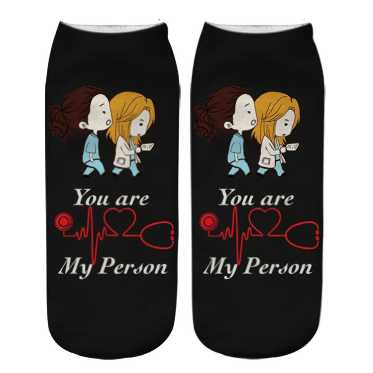 Unisex Casual Cartoon Cotton Crew Socks A Pair