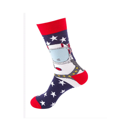 Unisex Casual Cartoon Nylon Cotton Jacquard Crew Socks A Pair