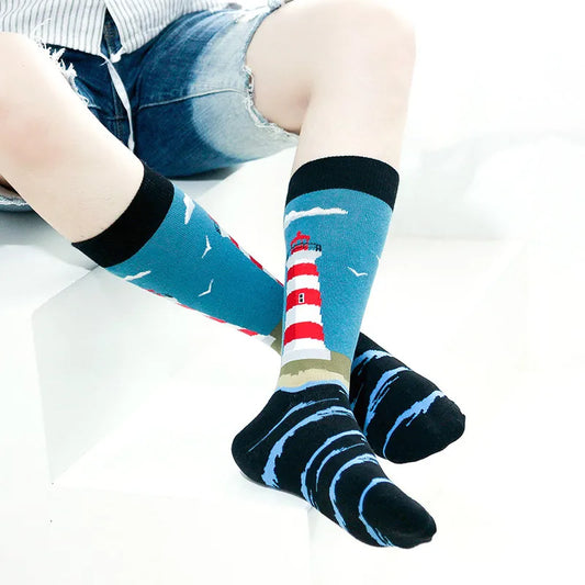 Unisex Casual Cartoon Nylon Cotton Jacquard Crew Socks A Pair