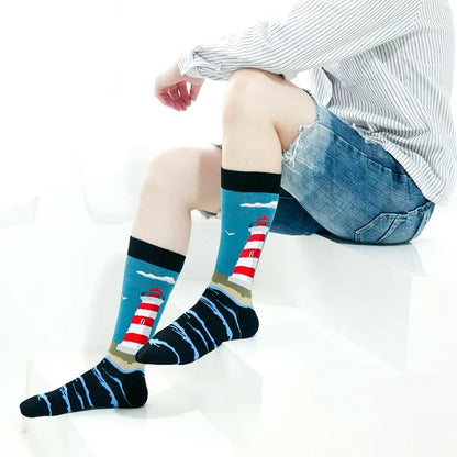 Unisex Casual Cartoon Nylon Cotton Jacquard Crew Socks A Pair