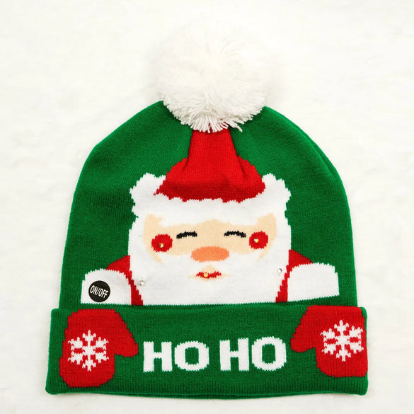 Unisex Casual Cute Santa Claus Snowman Pom Poms Eaveless Wool Cap