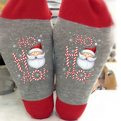 Unisex Casual Letter Snowman Cotton Crew Socks