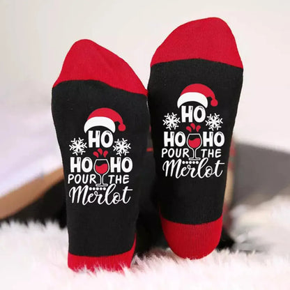 Unisex Casual Letter Snowman Cotton Crew Socks