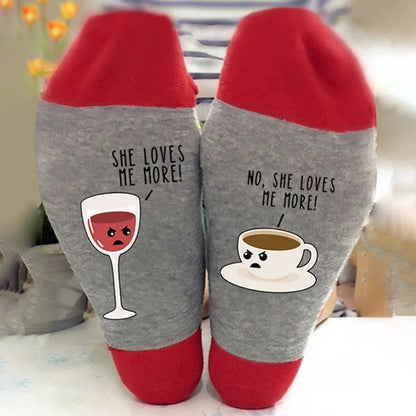 Unisex Casual Letter Snowman Cotton Crew Socks