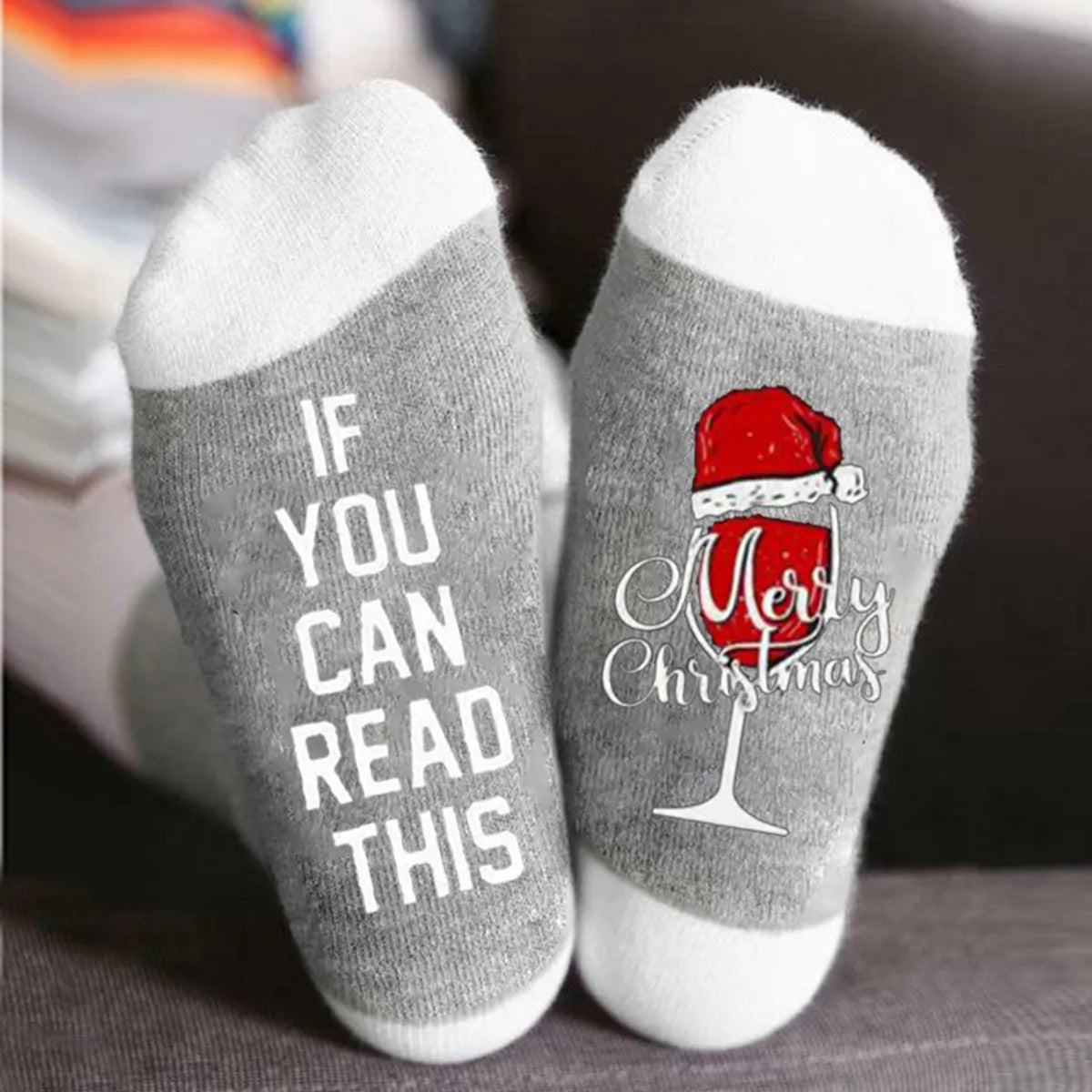 Unisex Casual Letter Snowman Cotton Crew Socks