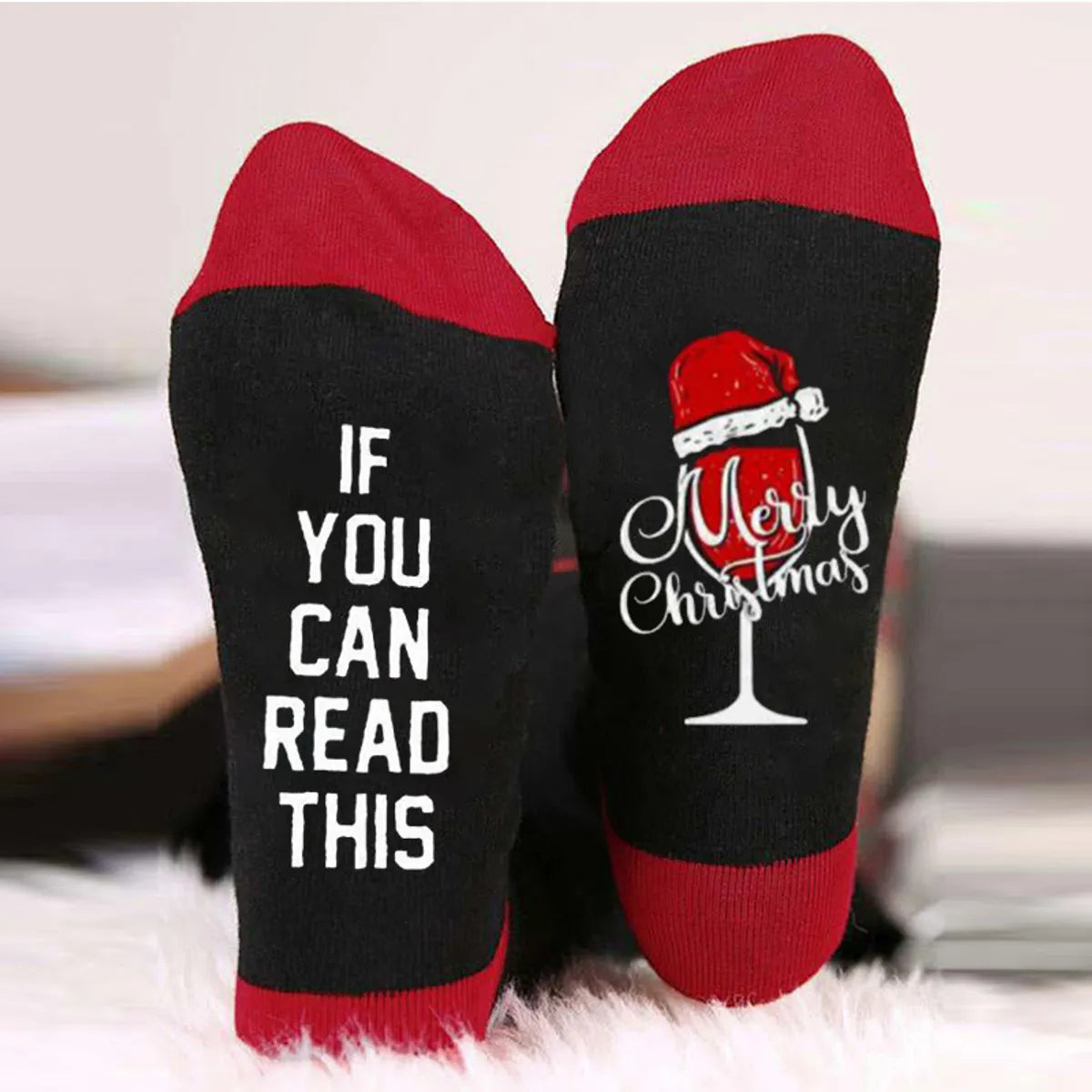 Unisex Casual Letter Snowman Cotton Crew Socks