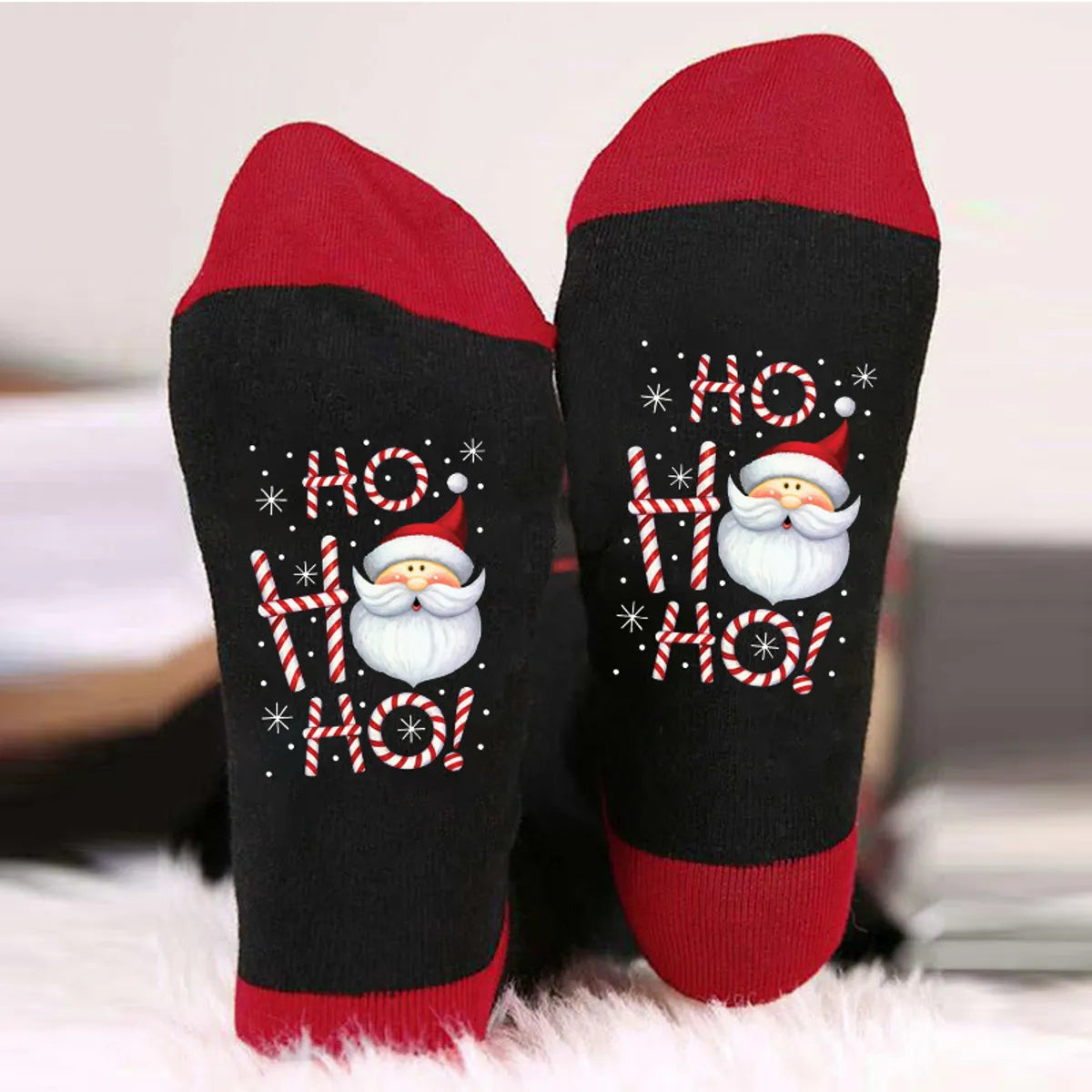 Unisex Casual Letter Snowman Cotton Crew Socks