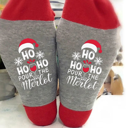 Unisex Casual Letter Snowman Cotton Crew Socks