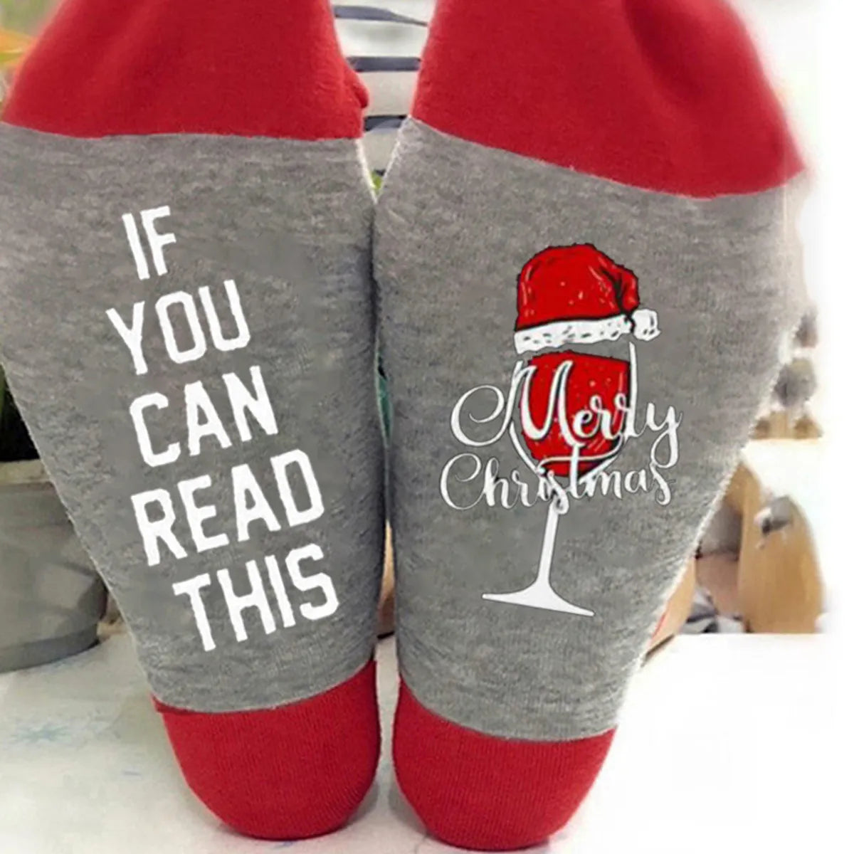 Unisex Casual Letter Snowman Cotton Crew Socks