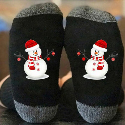 Unisex Casual Letter Snowman Cotton Crew Socks