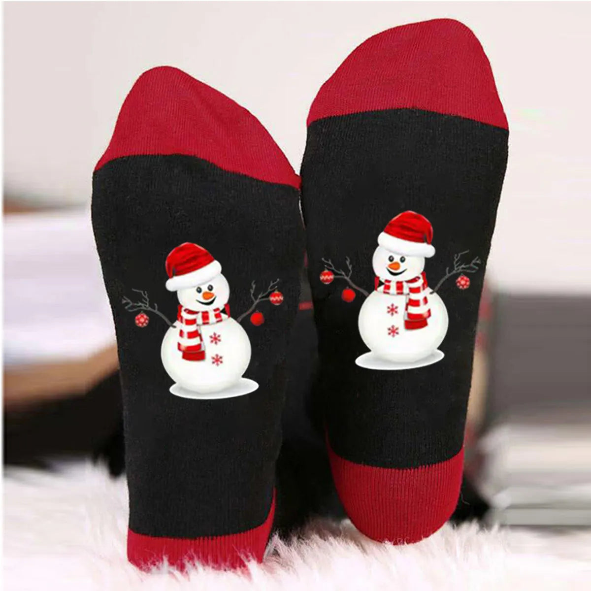 Unisex Casual Letter Snowman Cotton Crew Socks