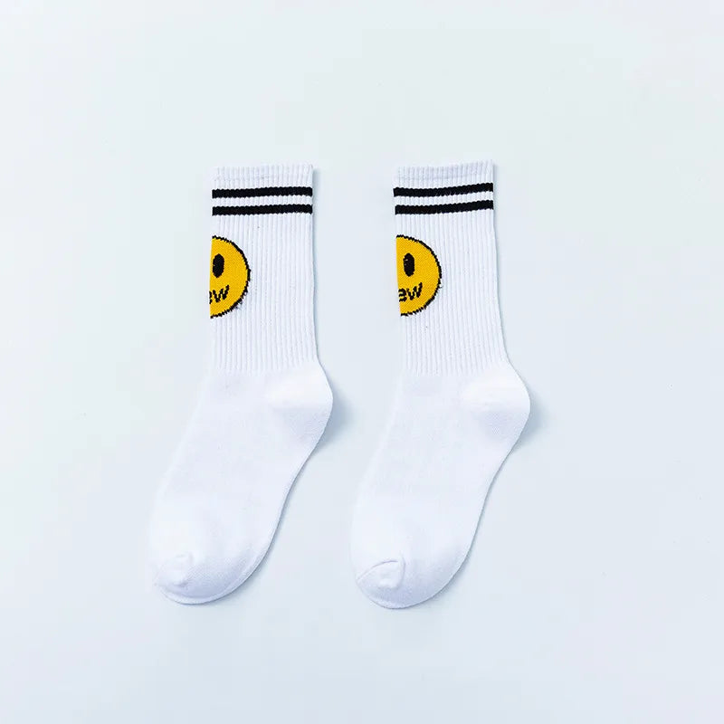 Unisex Casual Smile Face Nylon Cotton Crew Socks A Pair