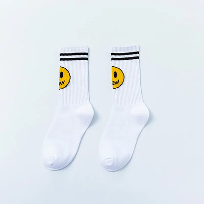 Unisex Casual Smile Face Nylon Cotton Crew Socks A Pair