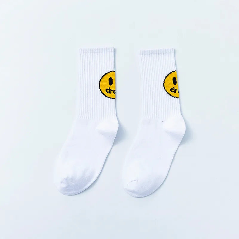 Unisex Casual Smile Face Nylon Cotton Crew Socks A Pair