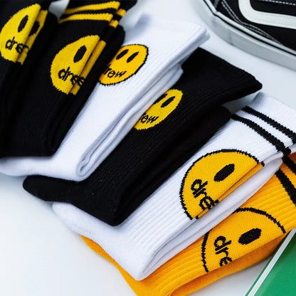 Unisex Casual Smile Face Nylon Cotton Crew Socks A Pair