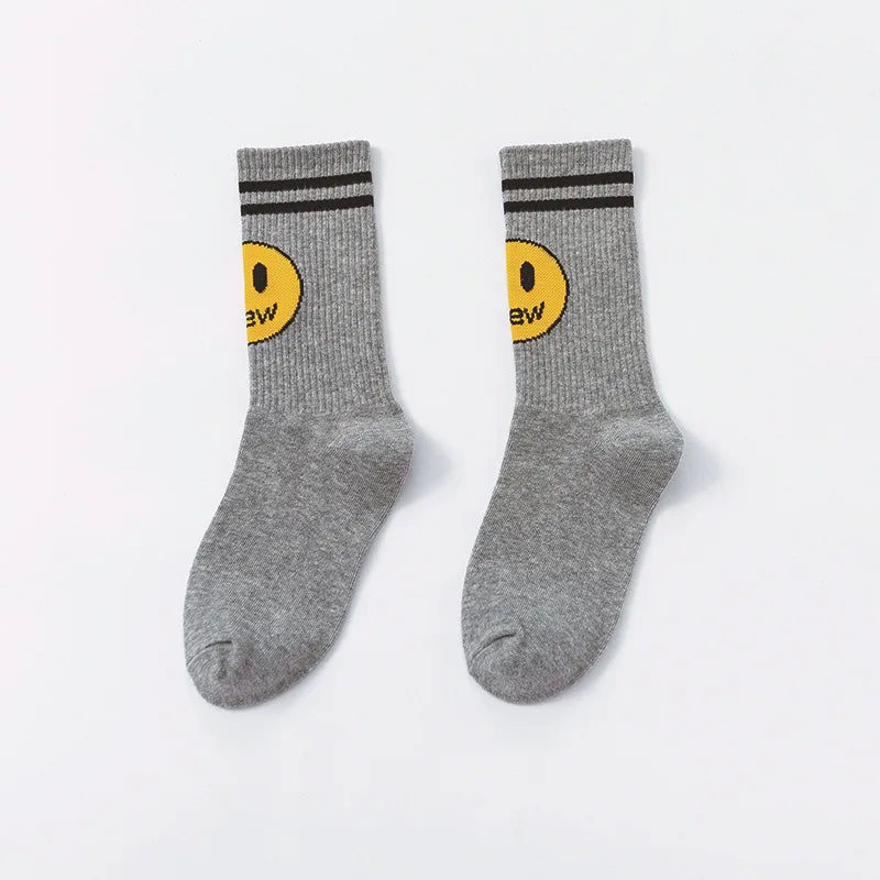 Unisex Casual Smile Face Nylon Cotton Crew Socks A Pair