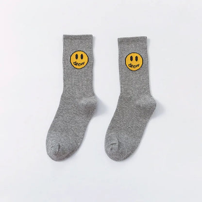 Unisex Casual Smile Face Nylon Cotton Crew Socks A Pair