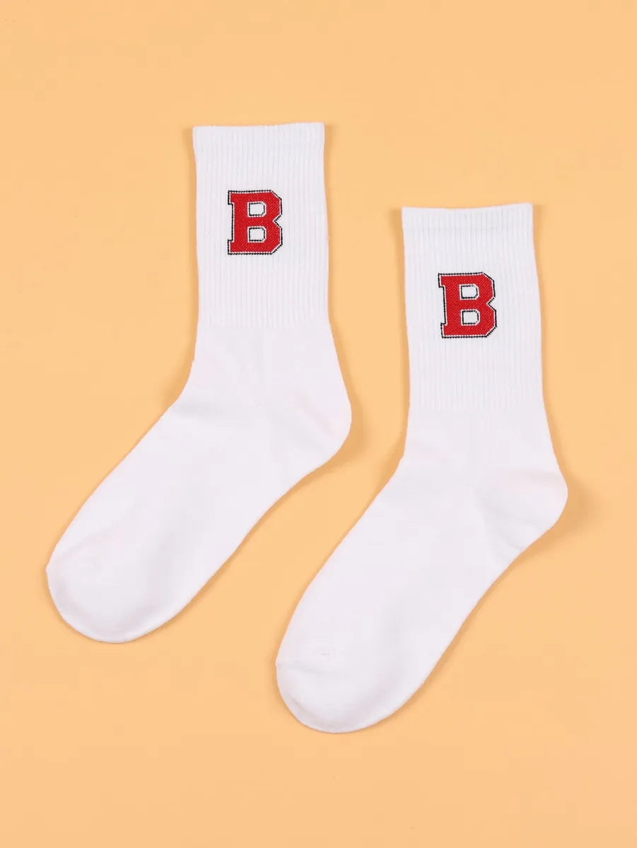 Unisex Casual Sports Letter Cotton Crew Socks A Pair