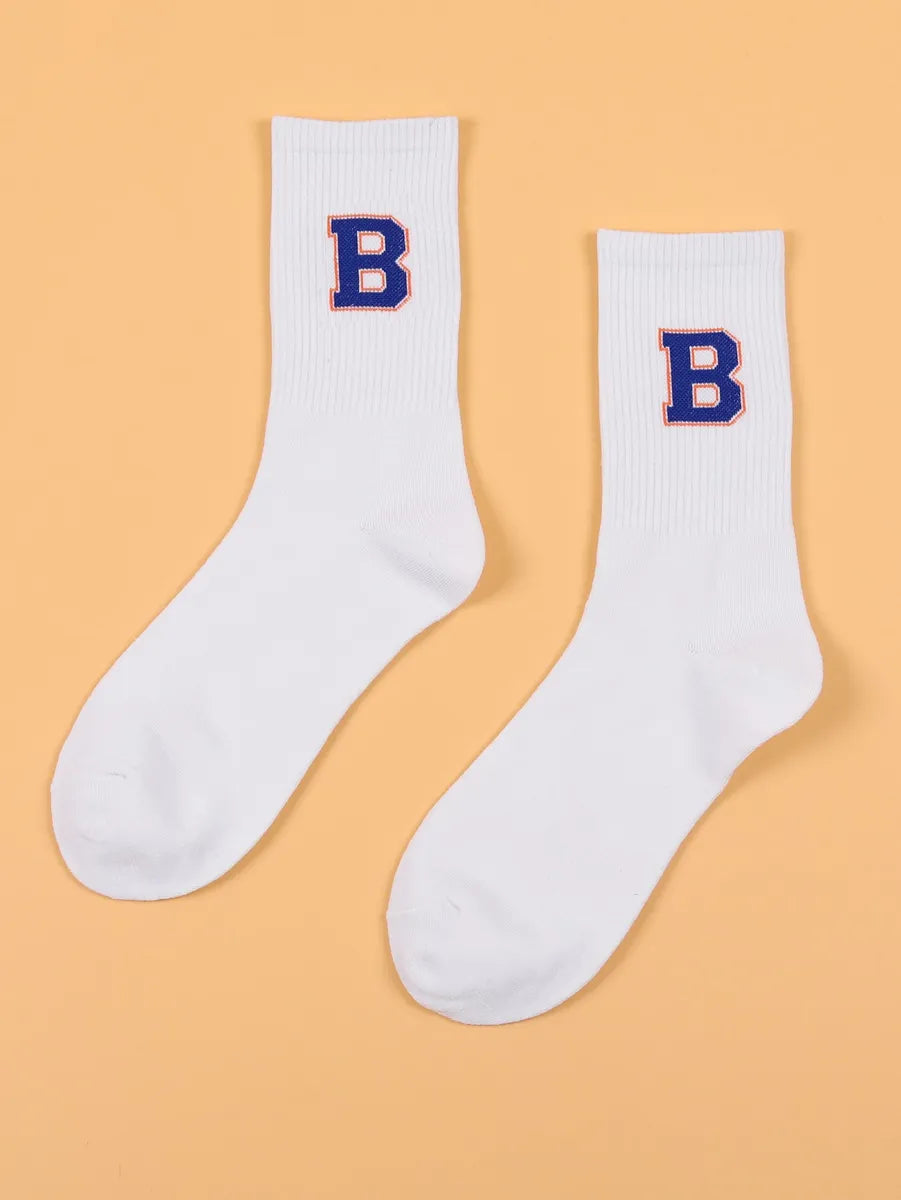 Unisex Casual Sports Letter Cotton Crew Socks A Pair