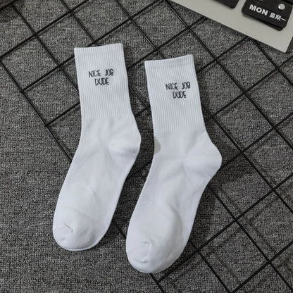 Unisex Casual Sports Letter Cotton Crew Socks A Pair