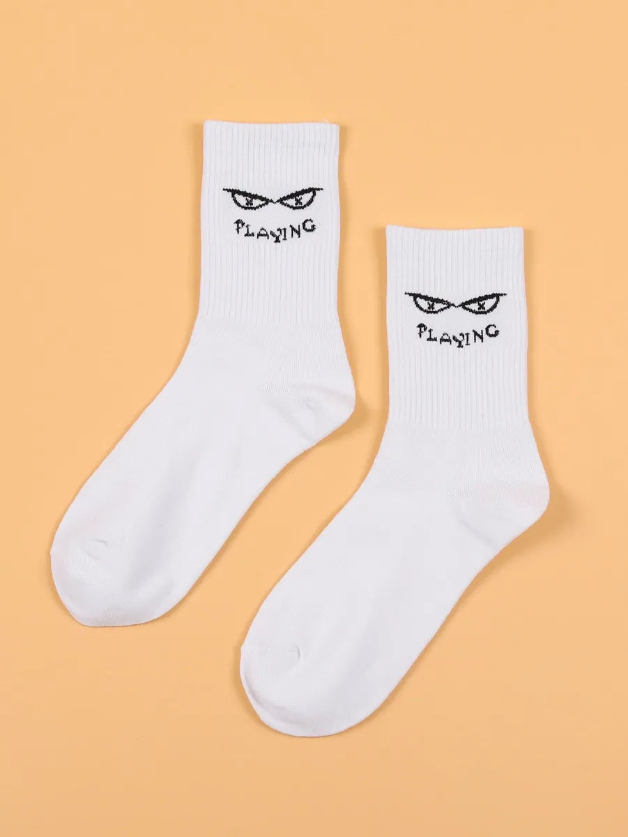 Unisex Casual Sports Letter Cotton Crew Socks A Pair