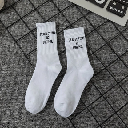 Unisex Casual Sports Letter Cotton Crew Socks A Pair