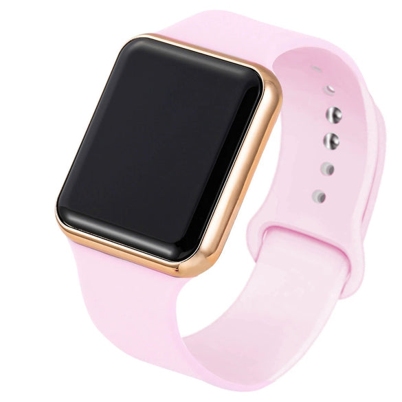 Unisex Casual Square Silicone And Plastic Led Electronic Watch
