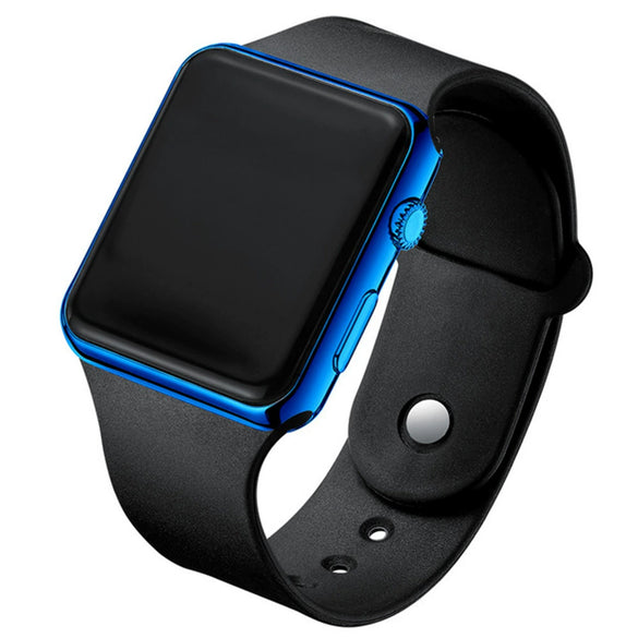 Unisex Casual Square Silicone And Plastic Led Electronic Watch