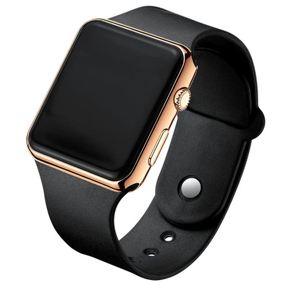Unisex Casual Square Silicone And Plastic Led Electronic Watch