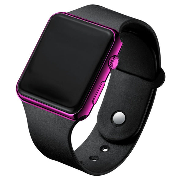 Unisex Casual Square Silicone And Plastic Led Electronic Watch