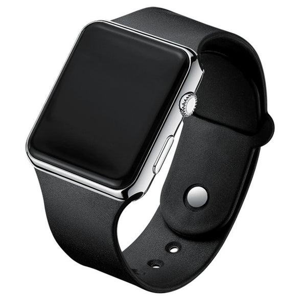 Unisex Casual Square Silicone And Plastic Led Electronic Watch