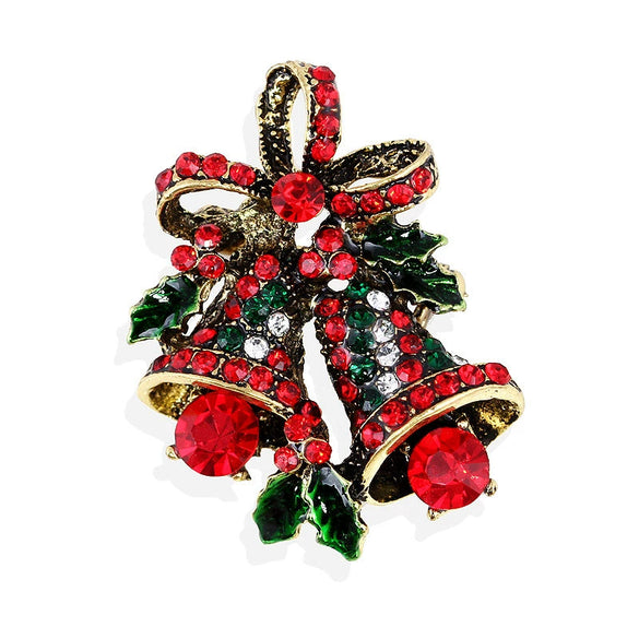 Unisex Christmas Bell Brooch Collar Pin In Alloy With Electroplated Finish Fashion Corsage Jewelry Accessory