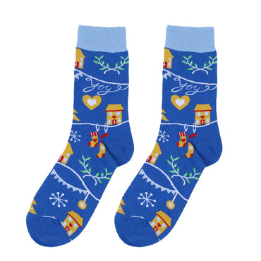 Unisex Christmas Cartoon Cotton Blending Crew Socks A Pair