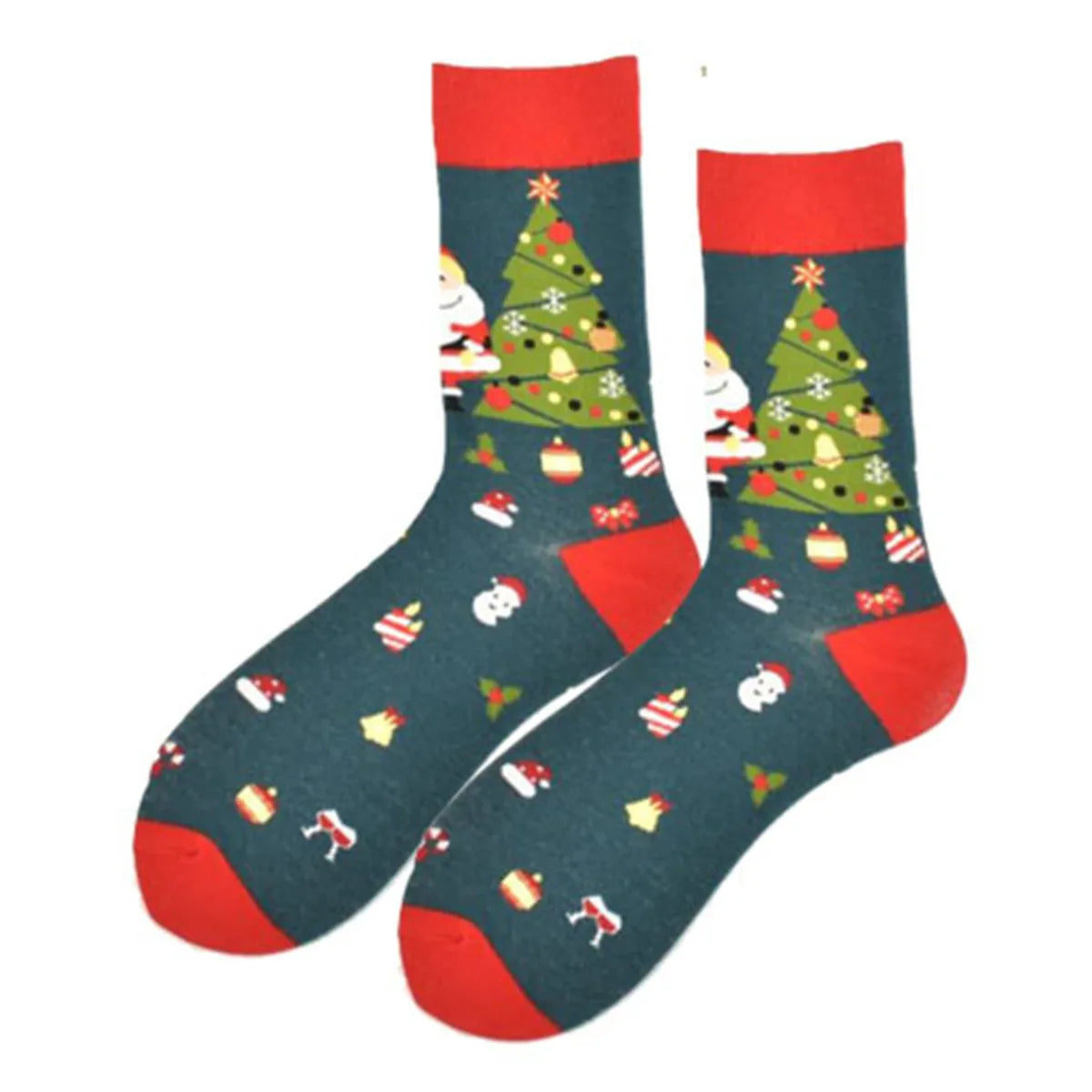 Unisex Christmas Cartoon Cotton Crew Socks A Pair