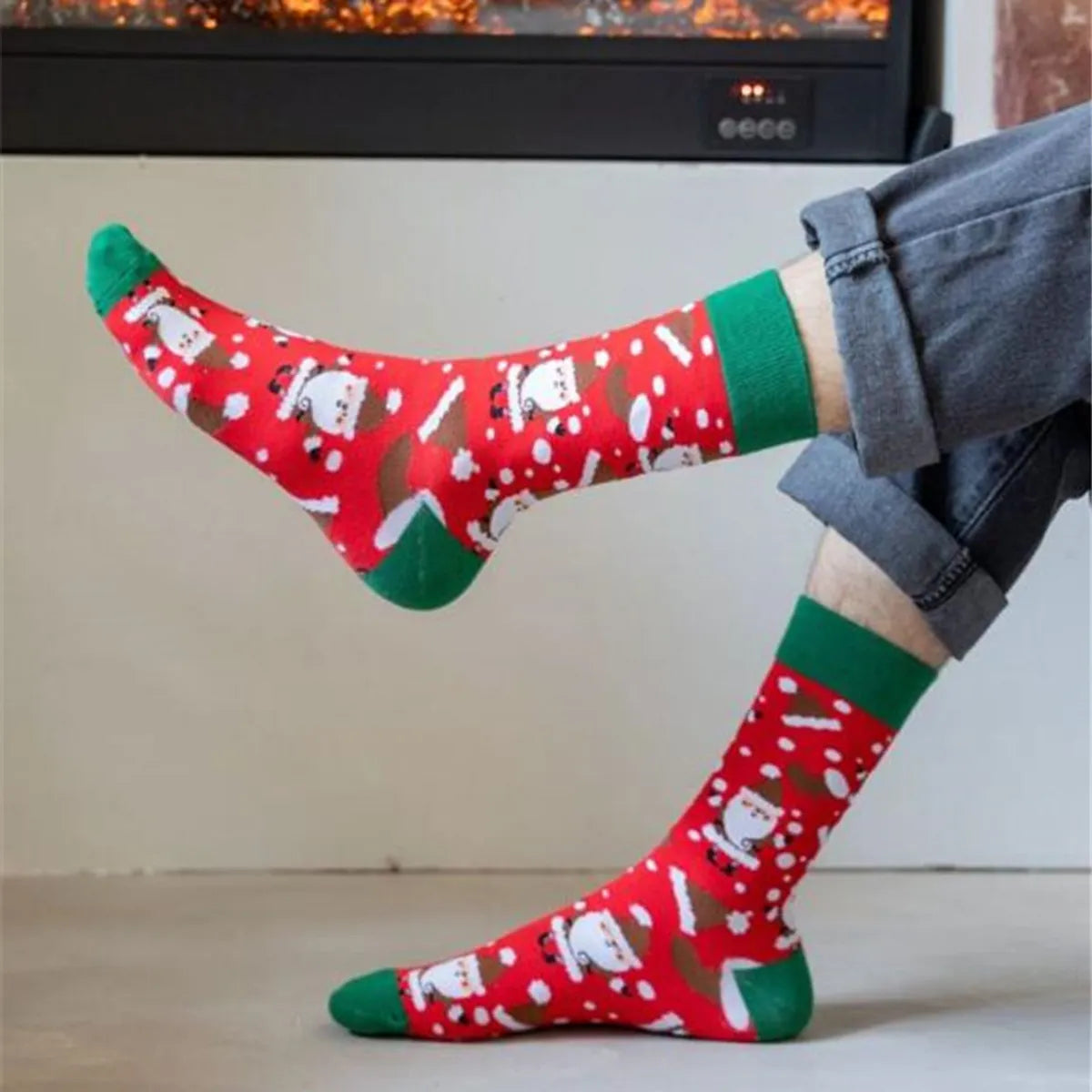 Unisex Christmas Cartoon Cotton Crew Socks A Pair