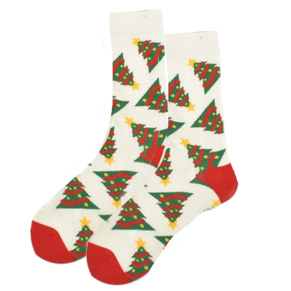 Unisex Christmas Cartoon Cotton Crew Socks A Pair