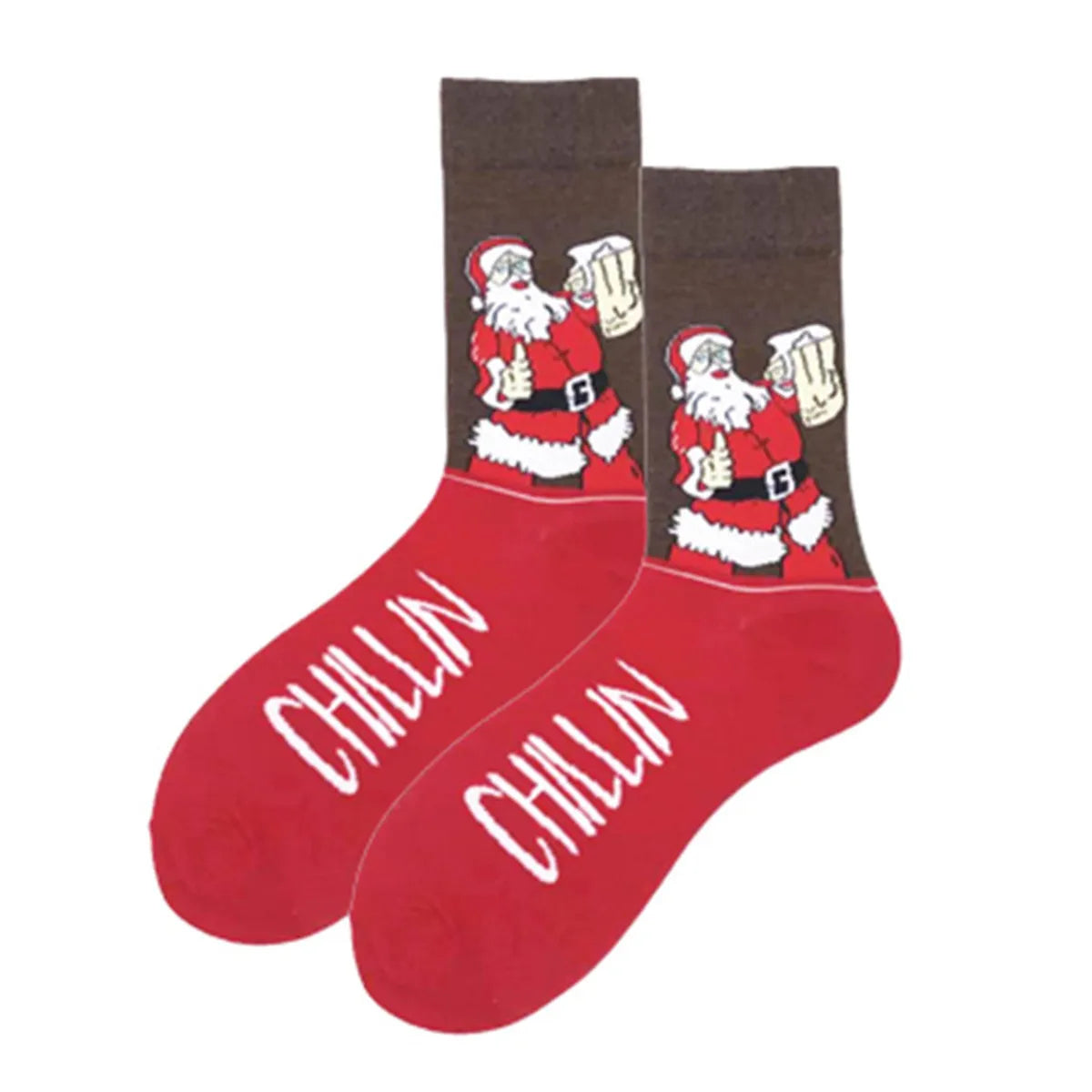 Unisex Christmas Cartoon Cotton Crew Socks A Pair