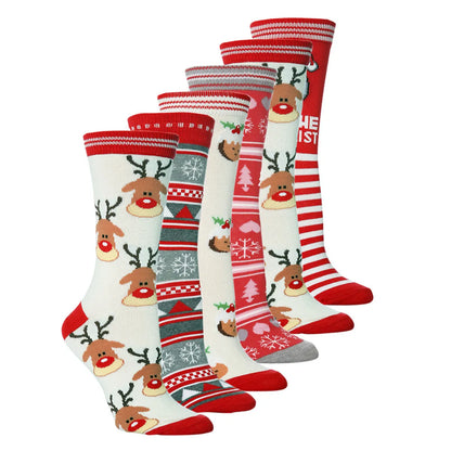 Unisex Christmas Santa Claus Elk Cotton Blending Jacquard Ankle Socks