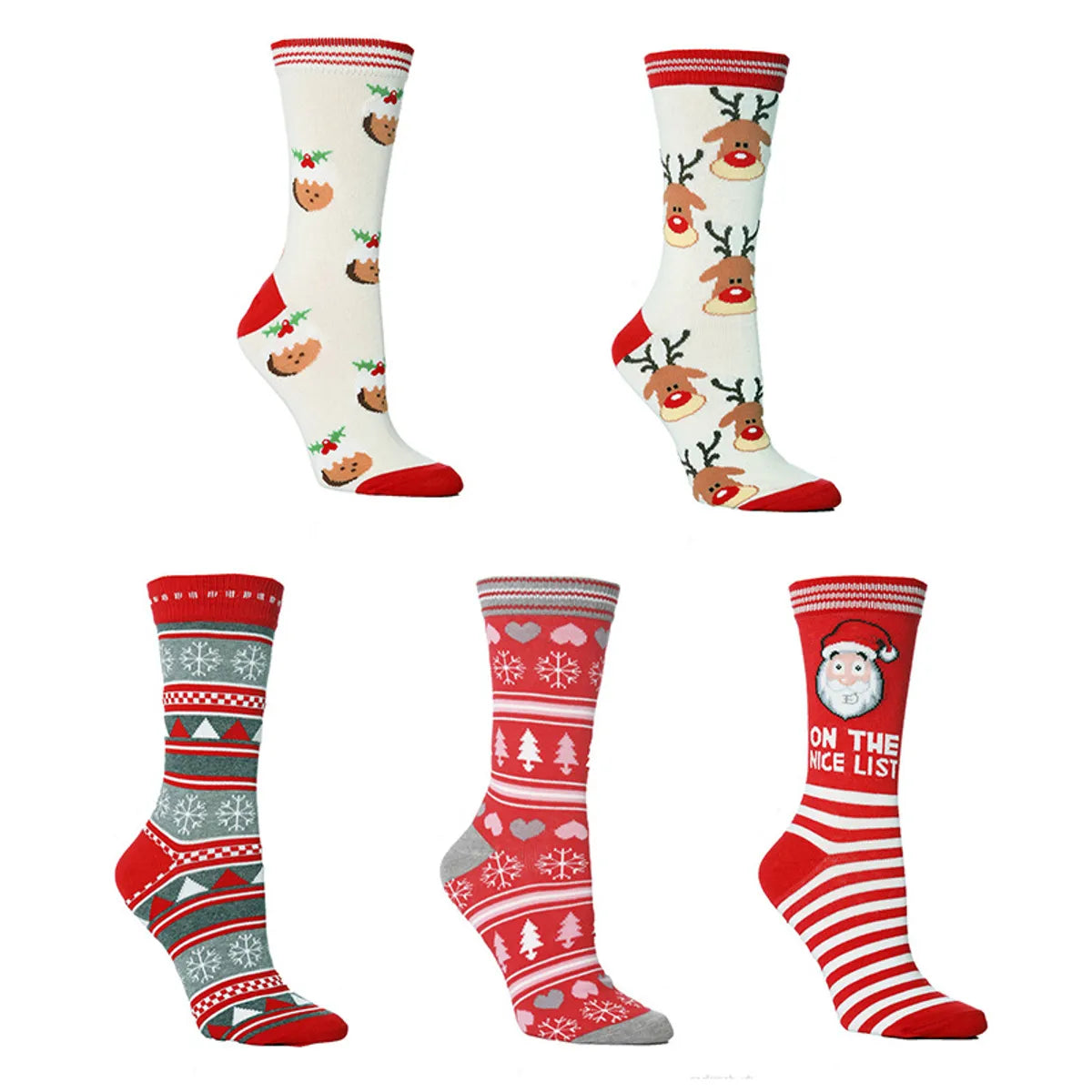 Unisex Christmas Santa Claus Elk Cotton Blending Jacquard Ankle Socks