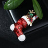 Unisex Christmas Snowflake Sock Brooch With Bear And Soldier Boot Motifs Dripping Oil Alloy Pin With Artificial Gem Accents