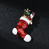 Unisex Christmas Snowflake Sock Brooch With Bear And Soldier Boot Motifs Dripping Oil Alloy Pin With Artificial Gem Accents