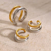 Unisex Cold Style Double Layer Opening Ring Ear Clip Stainless Steel Gold And Silver Two Color Electroplated Geometric Design