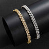 Unisex Copper Cuban Chain Bracelet With Single Row Zircon Geometric Design And Spring Clasp Hip Hop Jewelry