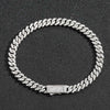 Unisex Copper Cuban Chain Bracelet With Single Row Zircon Geometric Design And Spring Clasp Hip Hop Jewelry