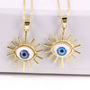 Unisex Copper Evil Eye Pendant Necklace With Mixed Gem Inlay Geometric Design Electroplated Water Wave Chain Jewelry