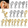 Unisex Copper Flower Geometry Ear Bone Ring And Earrings With Electroplated Horse Eye Crown And Grab Butterfly Pendant And Zircon Piercing Ear Buckle
