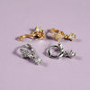 Unisex Copper Flower Geometry Ear Bone Ring And Earrings With Electroplated Horse Eye Crown And Grab Butterfly Pendant And Zircon Piercing Ear Buckle